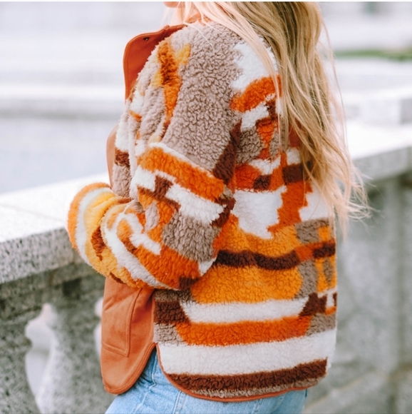 Fall Colors 🍁🍂 Faux Sherpa Jacket - Picture 4 of 6